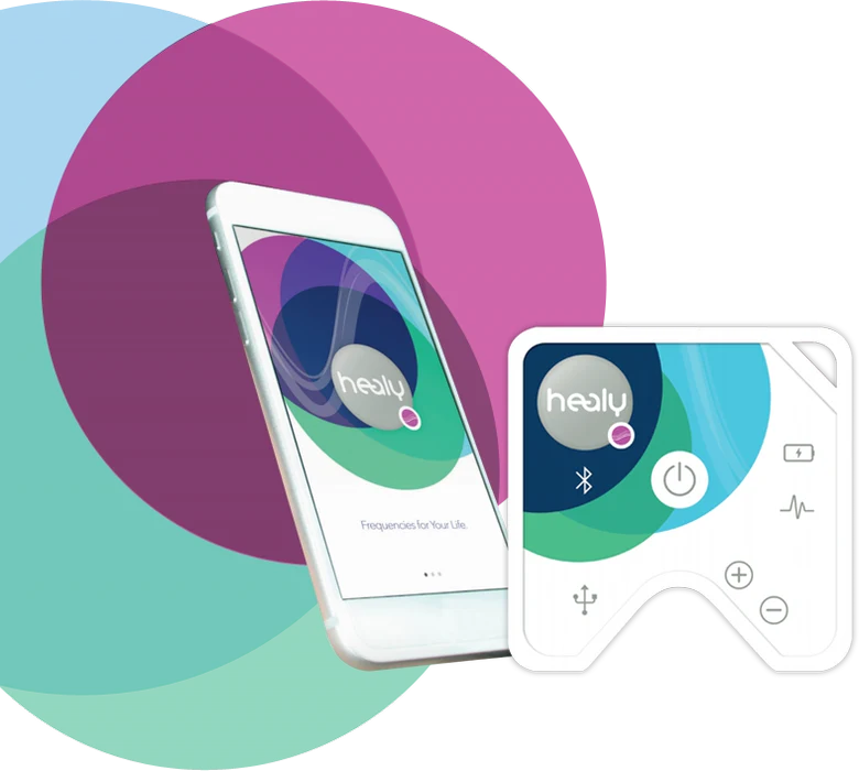 Healy-Gerät mit der Healy-App auf dem Smartphone